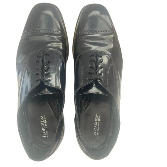Florsheim Mens Black Leather Cap Toe Oxford Dress Shoes Size 13D - Picture 2 of 7